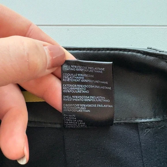 Maeve Anthropologie Colette Faux Leather Pants 30 Black Wide Leg High Rise - Picture 9 of 11